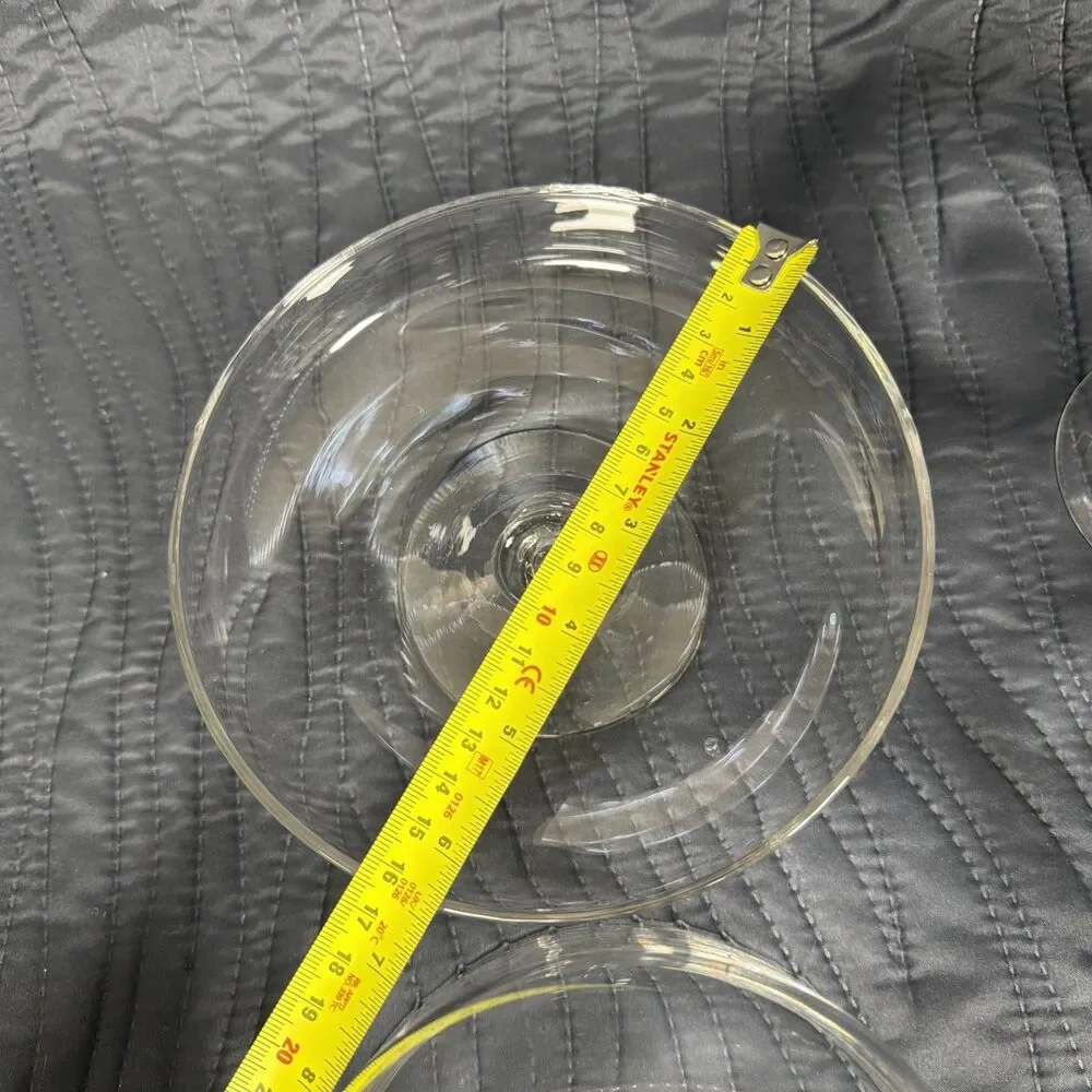 Set of 3 Clear Glass Pedestal Cake Stands w/ Domed Lids Cloches 8